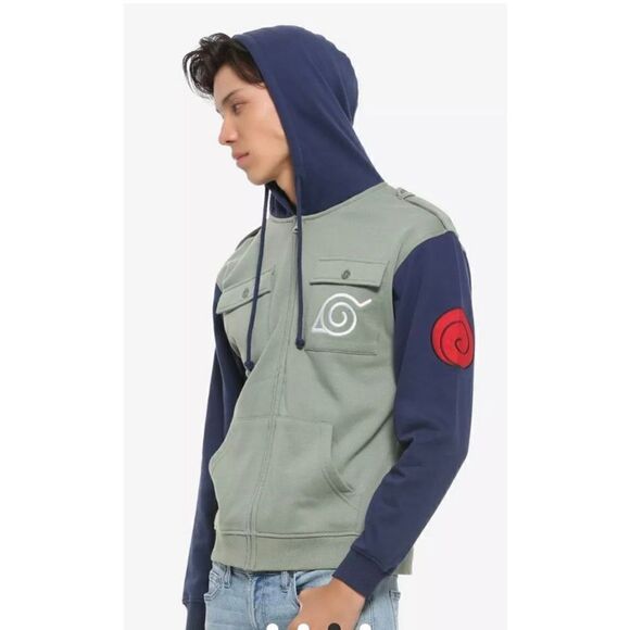 Naruto Shippuden Kakashi cosplay military fleece zip up hoodie sweatshirt S/S - Picture 2 of 11